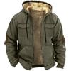 Generisch Parka da Uomo in Lana Autunno Inverno Uomo con Cappuccio in Pile Manica Lunga con Tasche Plus Size Felpa Giacca Imbottitura Abbigliamento Cappotto Marinaio, verde militare, XL