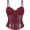 Wikoan Corsetto Donna donna Corpetti con Spalline Bustini in Pizzo Traforato Top Sexy con Spalline,Bordeaux,M