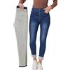 Fakanhui Jeans da donna foderati in pile, invernali, foderati in flanella, jeans termici, Cerniera con bottoni blu71, S