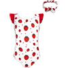 SHEKINI Costume da Bagno Un Pezzo Bambina Ragazza Carino Bowknot sul Retro Costumi Interi Bambine con Fascia per Capelli Stampato Ruffles Bikini da Spiaggia per 2-7 Anni