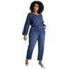 FIORELLA RUBINO: Jeans Moon Fit con Micro Strappi Curvy Size Blu Stagione Primavera Estate 2025.