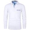 KUNJLELP Elegante Polo da Uomo Manica Lunga con Tasca Colletto Patchwork in Denim Blu Maglietta Uniformi Maglia Polo da Lavoro