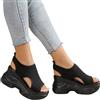 HTNEDNST Sandali da donna eleganti con plateau Slingback, sandali acquatici estivi da donna, in rete, con plantare morbido, comodi e casual, A04 nero, 35 EU