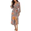 PrinStory Accappatoio da donna leggero con maniche a 3/4, con scollo a V, kimono, Bellissimo blu, XL