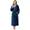 NY Threads - Vestaglia lunga da donna in morbido pile caldo, con collo a scialle, di alta qualità, Navy, Medium