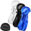 Molain Berretto a Onda di Seta, Cappucci setosi con Fascia Lunga, Coda Elastica, durags Morbido Traspirante, Wave cap Capelli 360/720 Nero & Bianco