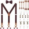 WANYING Uomo Set di Bretelle & Papillon, Bretelle a Forma Y Larghe 3,5 cm, 6 WAY TO WEAR con Bottoni/Clips/Chiusura a Moschettone/Fibbia Salopette Bretelle Allungate per statura 160-200 cm