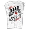 3styler T-Shirt Donna Bianca Hello I Love You Won't You Tell Me Your Name Doors - Lyrics Shirt - Linea Amazink - Cotone Fiammato (Slub) 150 gr/mq