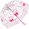 Chesoon Ombrello per Bambini con Grazioso Motivo Gatto Rosa Superficie Trasparente a bolla Cupola Antivento per Bambine dai 3 agli 8 anni