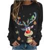 Generico Maglione Natalizio Donna Felpa Cotone Maglietta con Scollo A V E Manica Lunga Camicia Stampa Albero di Natale Tunica Casual Camicetta Pullover Top Invernale da Merry Christmas Divertente