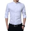 Sliktaa Camicia da Uomo, Colletto Alto, Slim Fit, a Maniche Lunghe, Business Nozze Formale Shirt Smoking Cotone Bianco