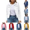 Cocila Giacca Jeans Donna, Giacca da Donna Alla Moda in Denim Taglio Leggero Elasticizzata con Tasche, Giubbino di Jeans Oversize Maniche Lunghe Giubbotto Primavera Autunno
