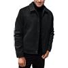 KBOPLEMQ Camicia-giacca da uomo cardigan tinta unita a maniche lunghe giacca in pile elegante giacca outdoor alla moda giacca di mezza stagione casual giacca autunnale con bottoni giacca invernale
