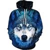 GLUDEAR Felpa con cappuccio con cappuccio da uomo con stampa 3D con scritta Vikings, Lupo blu tribale, Medium