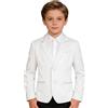 Zaldita Blazer da Gentiluomo Bambini Ragazzi Giacca Elegante a Manica Lunga Completo Suit Cappotto Formale con Risvolto Capispalla da Banchetti Festa di Compleanno Bianco 9-10 Anni