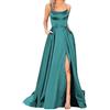 BOTCAM Eleganti abiti lunghi da ballo da donna con tasche in raso linea A schiena scoperta abito da sposa abiti da sera sexy scollo all'americana spaghetti abito da sposa abiti lunghi da principessa abito da