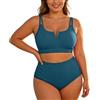 Generic Set Bikini Plus Size con Stecche Regolabili, Top a Balconcino, Slip a Vita Alta, Donna, Massimo Comfort e Supporto