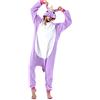 ULEEMARK Pigiama Animali Unisex Adulto Cosplay Halloween Carnevale Costume Animale Pigiama Unicorno Viola L(168-177CM)
