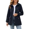 Tuopuda Giacca Primaverile Donna Parka Cotone Militare Cappotto Leggera Utility Jacket Giubbotto con Cappuccio Casual con Zip Antivento Staccabile Giacche Giaccone Outdoor