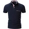 APAELEA Moda Plaid Collare Polo Uomo Manica Corta Cotone Tshirt Business Golf