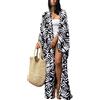 YouKD Caftano lungo da donna, stile bohémien, cardigan da spiaggia, copricostume da bagno, vestaglia taglie forti, Nero e bianco, Etichettalia unica