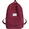MilyaDE Zaino per scuola in velluto a coste - Zaino casual - Zaino per laptop - Per donna, ragazza, adolescente, A rosso, 28x13x39 cm