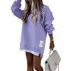 ThiCc Abito da donna oversize in felpa, casual, girocollo, a maniche lunghe, con cerniera, spacchi laterali, comodo, vestibilità ampia, mini abito alla moda, abbigliamento quotidiano
