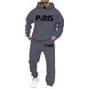 Generisch Tuta da uomo con moderna stampa Paris - due pezzi in felpa con cappuccio e pantaloni da jogging | Tuta sportiva per il tempo libero per l'uso quotidiano