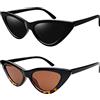 Joopin Occhiali da Sole Occhi di Gatto Donna Polarizzati Protezione UV400 Retro Vintage Triangolari Farfalla Punta Cat Eye Occhiali Donna da Sole (Marrone e Nero)