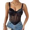 KBRPEY Canotte Donna Estive Tank Top Canotta Elegante Maglietta Trasparente con Spalline Abbigliamento Estivo Magliette Senza Maniche Cotone Canottiera Moda Casual per Estate