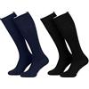 Piarini - 4 paia di calze lunghe da donna - nero-blu oltremare - 35-38