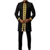 Vhersily Uomo Africano Set 2 Pezzi Vestito Tradizionale Stile Abbigliamento Manica Lunga Abbottonatura Camicia E Pantaloni Etnico Dashiki Tuta, Comoda Biancheria Da Notte, Fresche e Traspirant