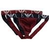 Emporio Armani Jockstrap Sospensorio Confezione 2 Pezzi Slip Uomo Elastico a Vista Underwear Articolo 111932 3F715 Jockstrap 2, 57336 Marine/Borgogna - Marine/Burgundy, L