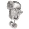Futrzane Cappello Aviatore - Colbacco in Pelle con Pelliccia Sintetica da Donna (L, Argento - Argento Siberian)