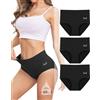 Rdiner Mutande Mestruali Donna, 60ML Grande Volume Mestruale Mutande Assorbenti, Cotone Vita Alta Slip Mestruali Donna (3 Pezzi) Nero XXL