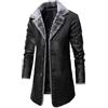 Generisch Cappotto in vera pelle da uomo nero lungo western - Giacca da uomo invernale calda, giacche da transizione, giacca termica da transizione, giacca da uomo invernale calda e ventilata, giacca da uomo