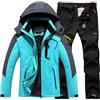 Generic Tuta da sci da uomo in due pezzi, in pile, tinta unita, comoda, minimalista, alla moda, antivento, impermeabile, da neve, con tasche con cerniera