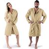 Viterbo Biancheria Accappatoio In Morbida Microfibra Con Cappuccio Uomo Donna Tinta Unita Misure S M L XL XXL (Beige, L)