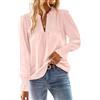 TUUHAW Camicia Lunga Donna Boho Top Elegante con Scollo a V Rosa Pallido L