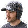 TOP-EX Berretto unisex impermeabile invernale 80% lana merino a maglia con visiera e paraorecchie, fodera calda in pile, ideale per il freddo e gli sport all'aria aperta, Medium-Large