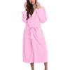 Generic Vestaglie da donna lunghe, accappatoi da donna con cappuccio soffice collo a scialle lungo accappatoio tinta unita in pile ultra morbido camicia da notte per l'inverno accogliente accappatoio caldo