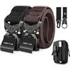 Leskyair 2 Pezzi Cintura Tattica da Uomo 1,5 Regolabile Nylon, Cintura Militare con Fibbia in Metallo a Sgancio Rapido, Regalo con Marsupio Tattico, Fibbia e Gancio
