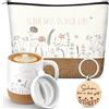 Geiserailie Set Regalo di Ringraziamento Borsetta per Cosmetici Tazza Portachiavi per Persone Care, Familiari e Amici per Natale e Compleanni(Schön Dass Es Dich Gibt)