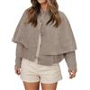Generisch Cardigan da donna con colletto rimovibile - Cardigan versatile a strati con abbottonatura | Elegante e trasformabile per autunno e inverno, Stil_g03 kaki, L