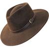 Borges & Scott Premium Lewis- Cappallo a Tesa Grande Fedora-100% Lana Feltro- Resistente all'Acqua- Fascia di Cuoio - Marrone Scuro 58cm