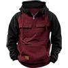 LIEROLYE Felpa Con Cappuccio E Zip Intera Da Uomo, hoodie Felpa Cargo Tattica Con Cerniera, Felpa Con Cappuccio Autunno Inverno A Maniche Lunghe Con Coulisse E Tasche(Burgundy,M)