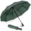 ZOMAKE Ombrello Pieghevole, Ombrelli Pioggia Piccolo Antivento da Viaggio, Umbrella Resistenti Grande Portatile Automatico, Ombrellini Compatto Leggero al Vento Forte per Uomo Donna (Verde)