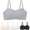 SALIA Girl Cloudcozy - Reggiseno Sportivo Morbido e Rimovibile per Ragazze, Senza Cuciture, con Imbottitura Fissa, per Adolescenti, Nero/Bianco/Grigio/Beige, 12 Anni