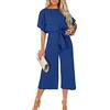 Generic Tuta Da Donna Elegante Curvy Monopezzi E Tutine Da Donna Lunghe a Gamba Larga Pantaloni Capestro Senza Maniche Jumpsuit Tinta Unita Jumpsuit Cocktail Overall Cerimonia Con Maniche Corte