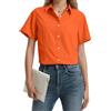 Stamain Camicetta Colore Arancione da Donna Maniche Corte Estiva Eleganti Casual Camicette e Bluse Donna Classica Comoda S